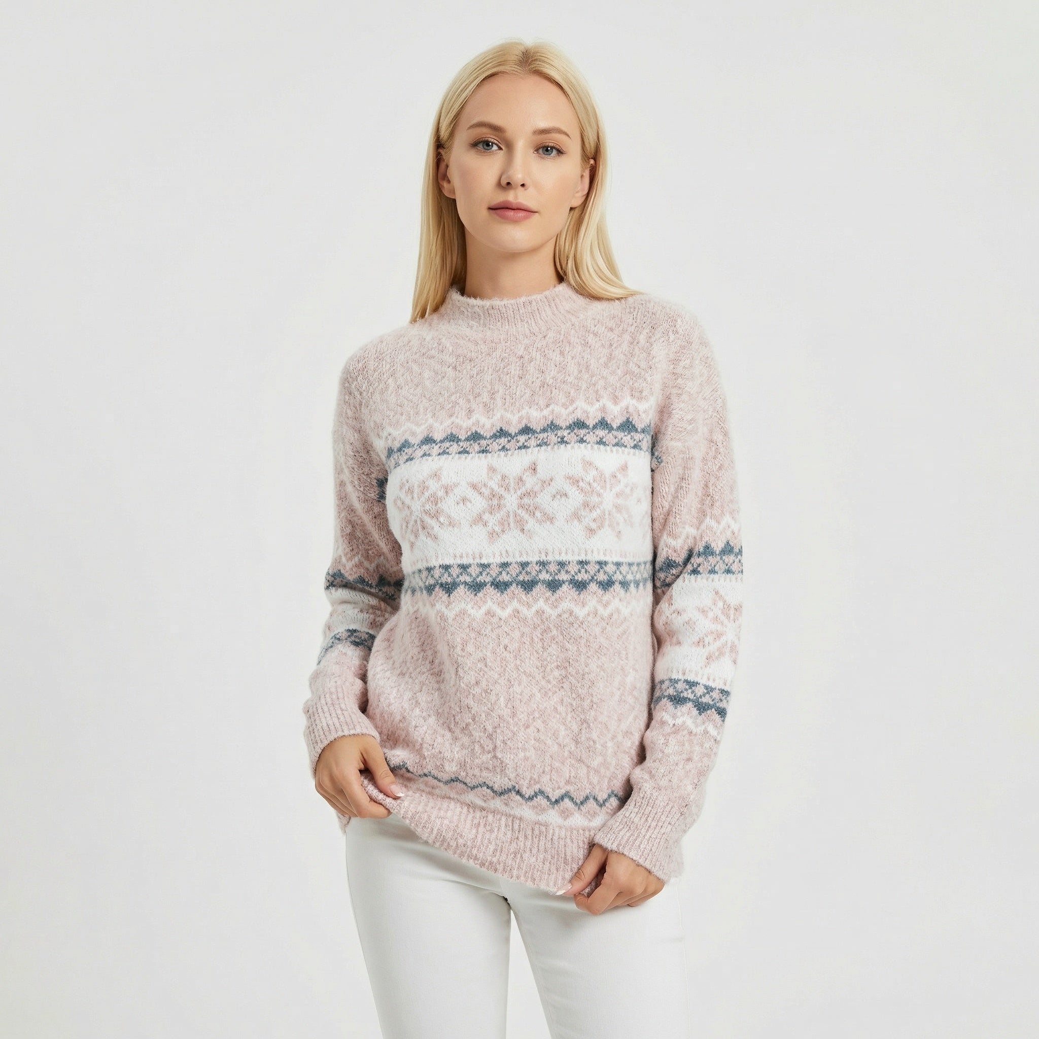 Maglione da donna lavorato a maglia – Morbido maglione invernale con motivo norvegese e vestibilità comoda