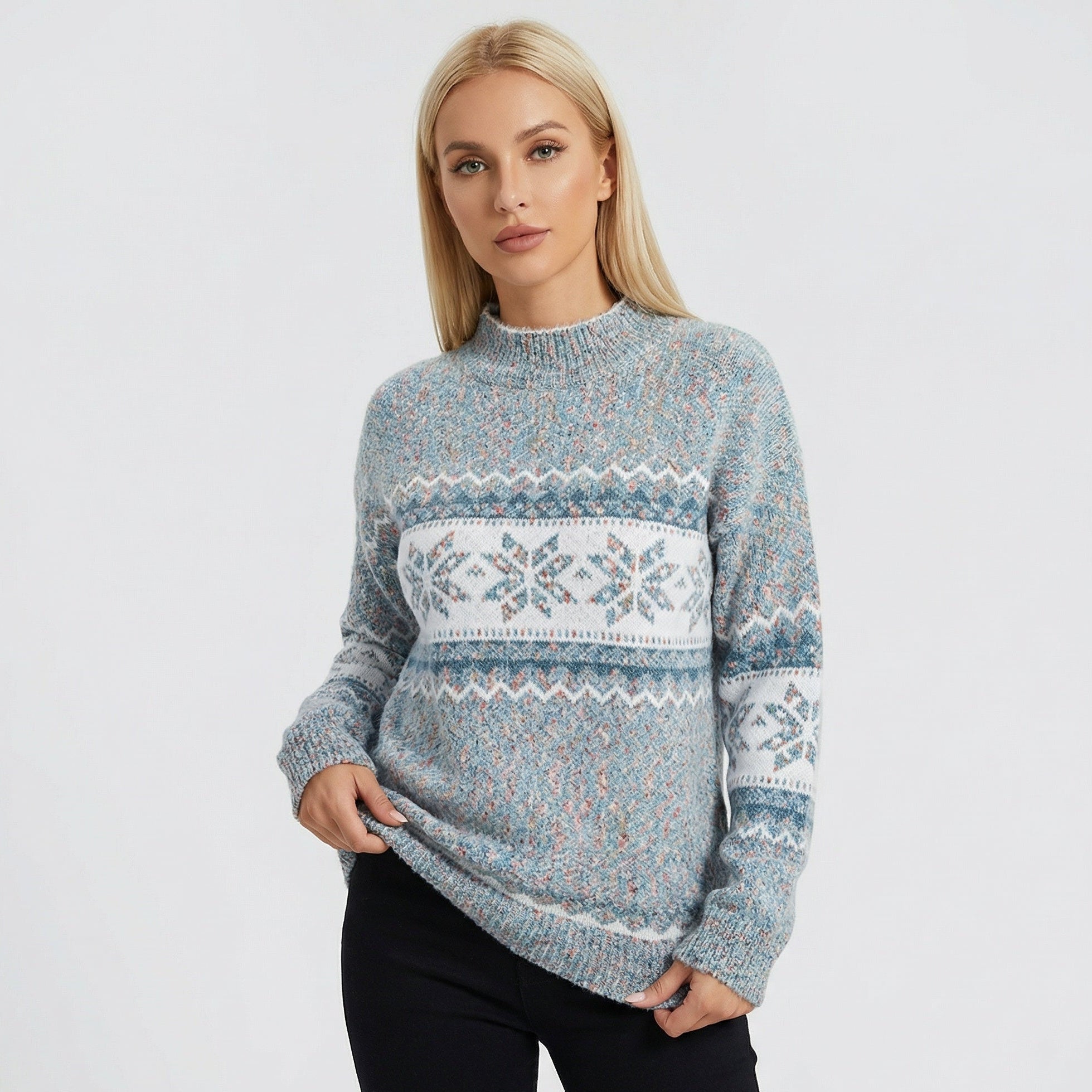 Maglione da donna lavorato a maglia – Morbido maglione invernale con motivo norvegese e vestibilità comoda