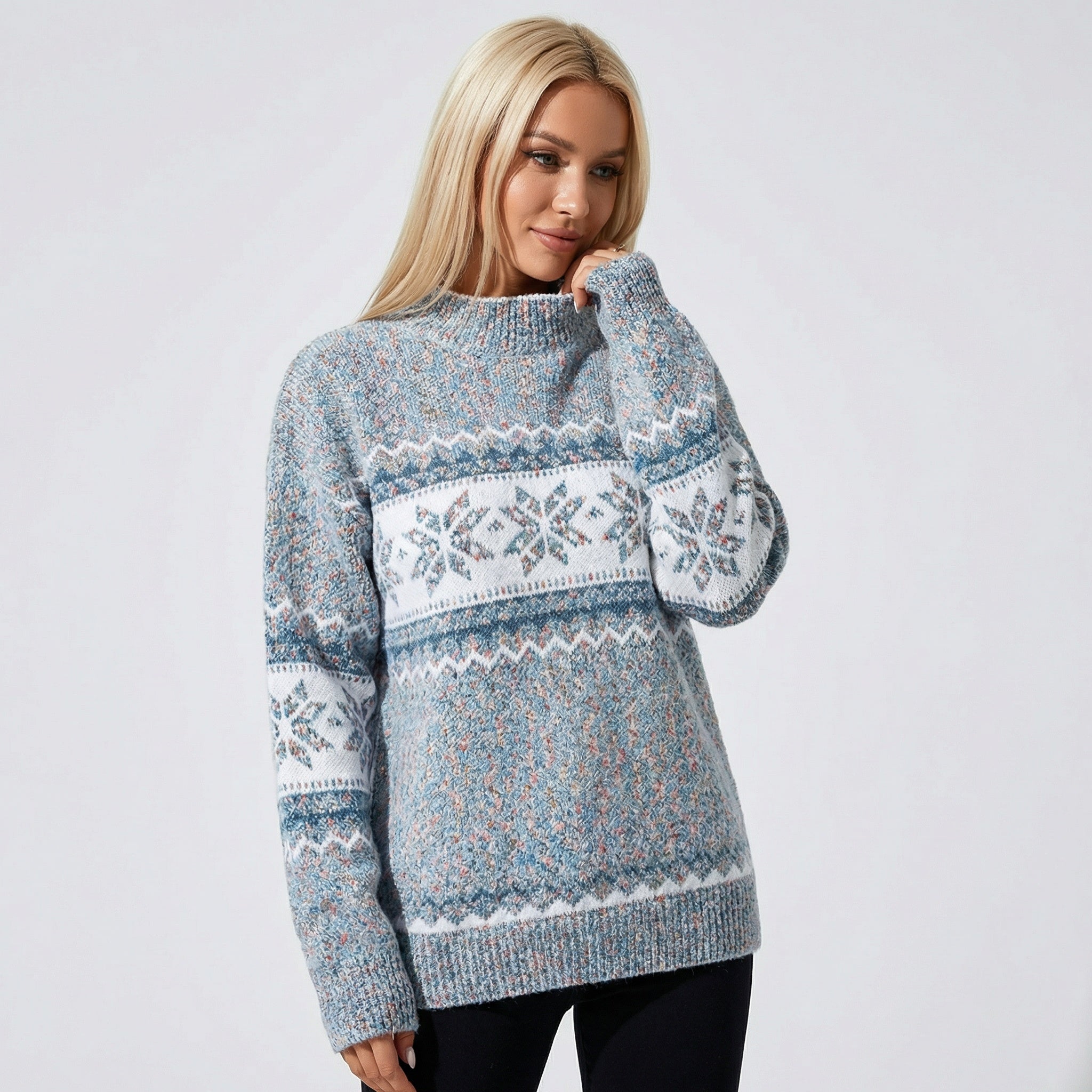 Maglione da donna lavorato a maglia – Morbido maglione invernale con motivo norvegese e vestibilità comoda