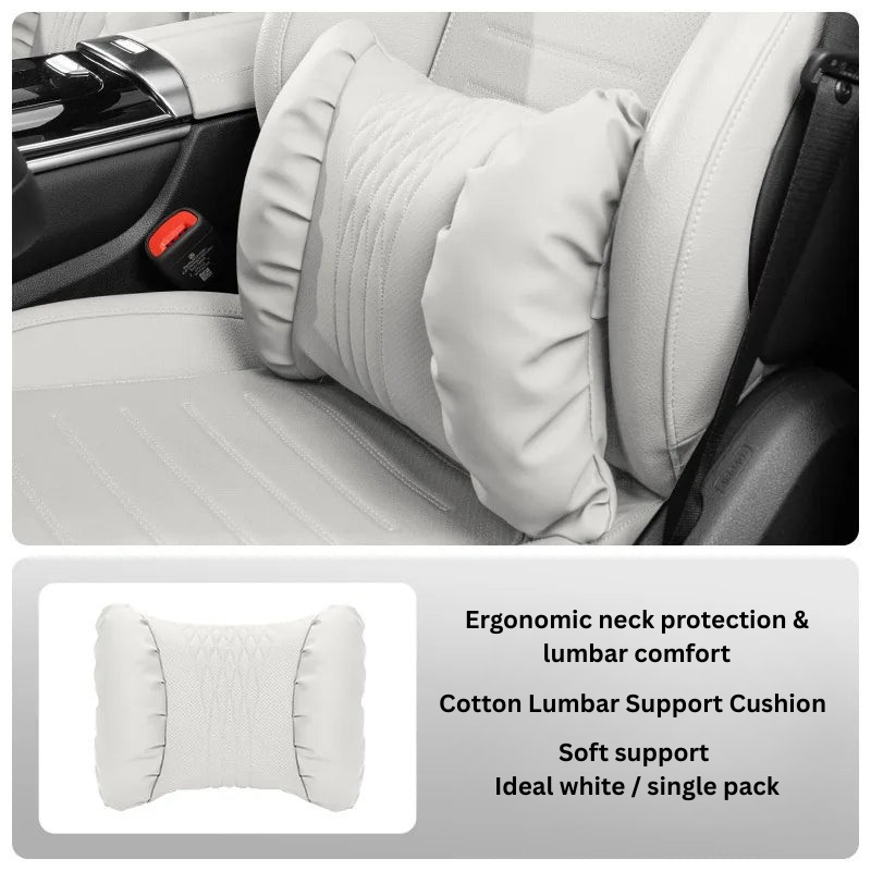 Ensemble appuie-tête & coussin lombaire auto – Matériau PU rembourré & Design confort 2 pièces