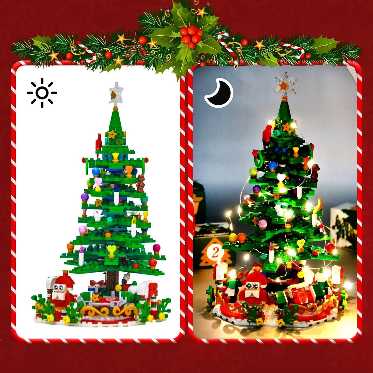 Lumibrix adventní kalendář pro děti – 24 překvapení s LED osvětlením a barevným vánočním stromkem z kostek