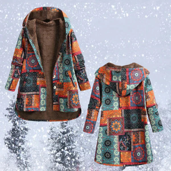 Whitney Giacca | Cappotto invernale boho con cappuccio e elegante fodera calda