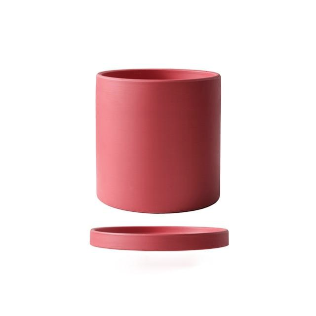Floriva – Pot de plante en céramique avec soucoupe, peint à la main, coloré