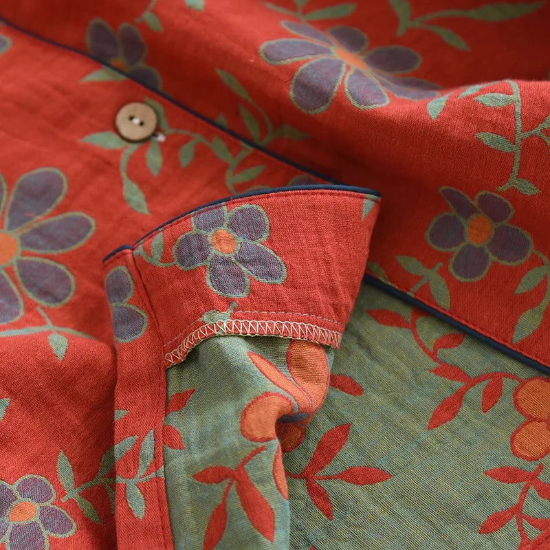 Damen Pyjama-Set – Weiche Baumwolle, Florales Muster & Bequemer Schnitt