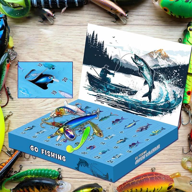 Calendrier de l'Avent pêche – Set d'appâts 24 pièces avec accessoires de pêche polyvalents