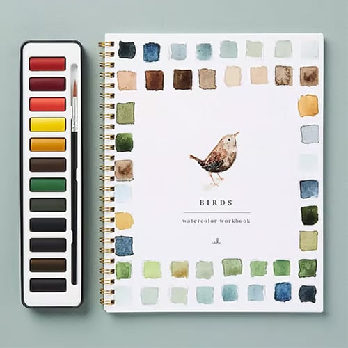 Aquarell Workbook für Anfänger mit Schritt-für-Schritt-Anleitung und Farbset 0