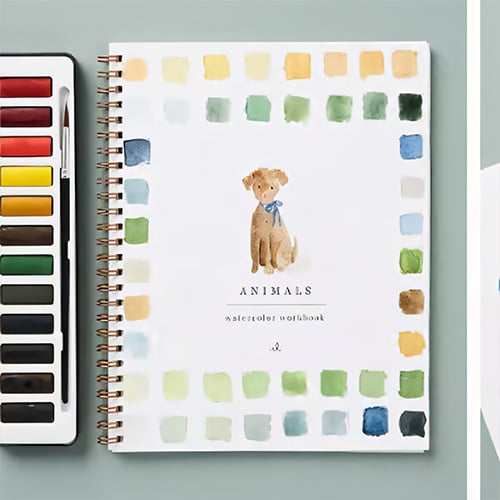Aquarell Workbook für Anfänger mit Schritt-für-Schritt-Anleitung und Farbset 7