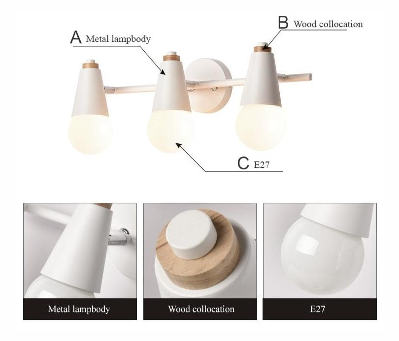 Lumora – Ari Wandleuchte aus Metall & Holz, 2- oder 3-flammig