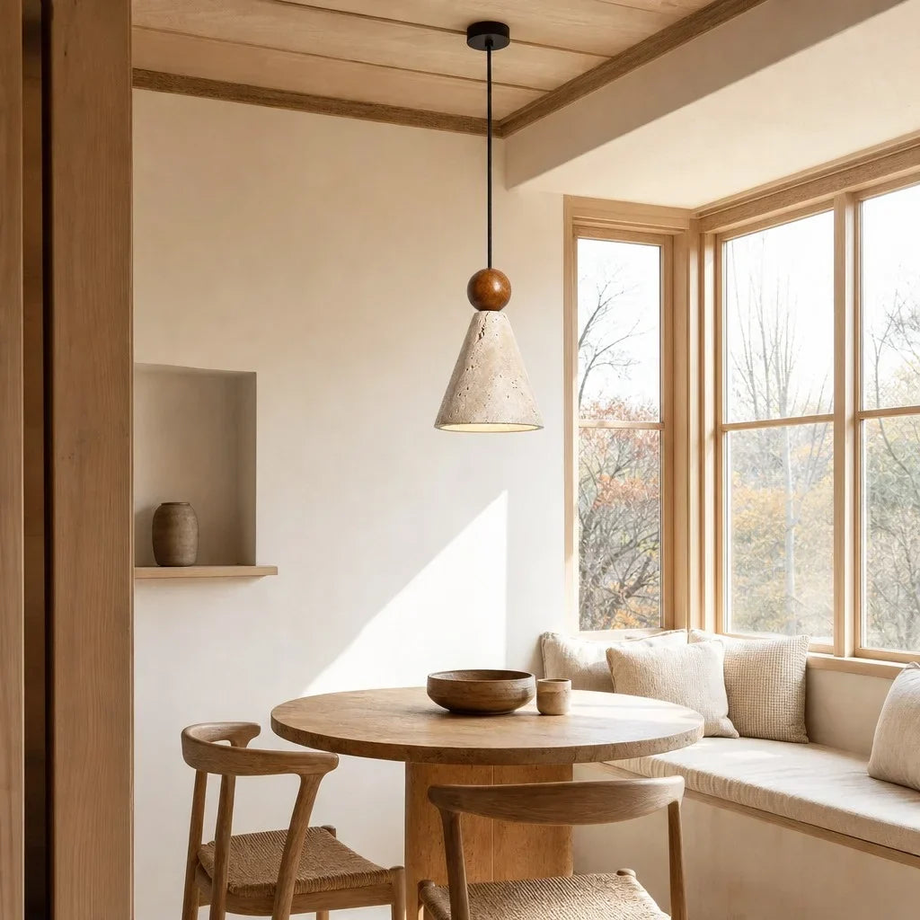 Ariad Wabi-Sabi Travertine Cone Pendant Light 5