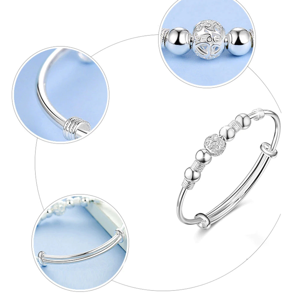 Náramek se stříbrnými korálky štěstí