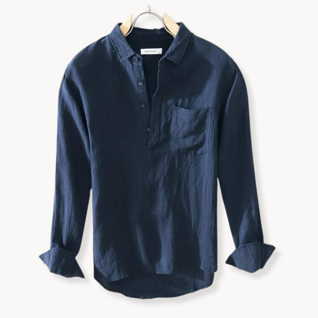 Sorrento Leinen-Popover - Atmungsaktiv & leicht - Luxuriöses Slim Fit Hemd