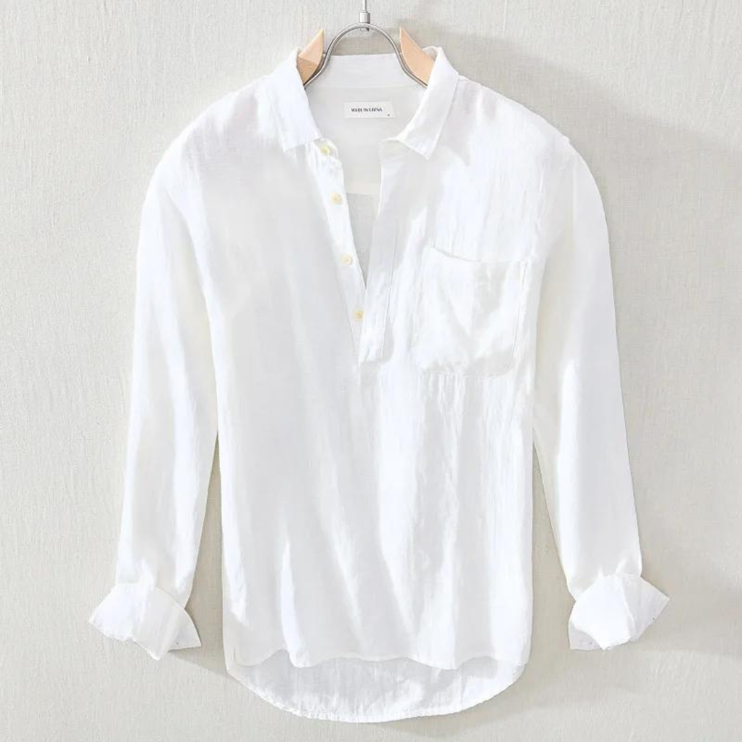 Sorrento Leinen-Popover - Atmungsaktiv & leicht - Luxuriöses Slim Fit Hemd