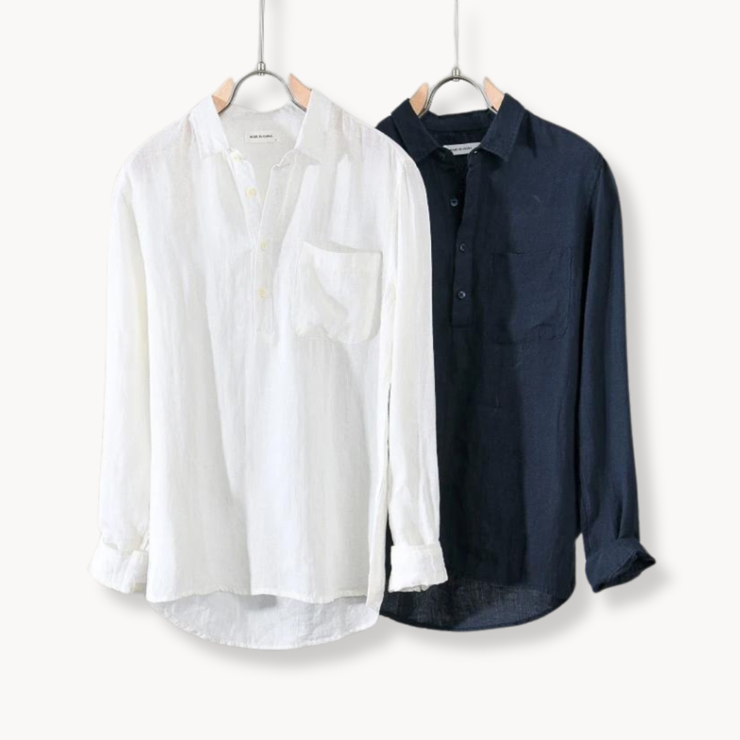 Sorrento Leinen-Popover - Atmungsaktiv & leicht - Luxuriöses Slim Fit Hemd