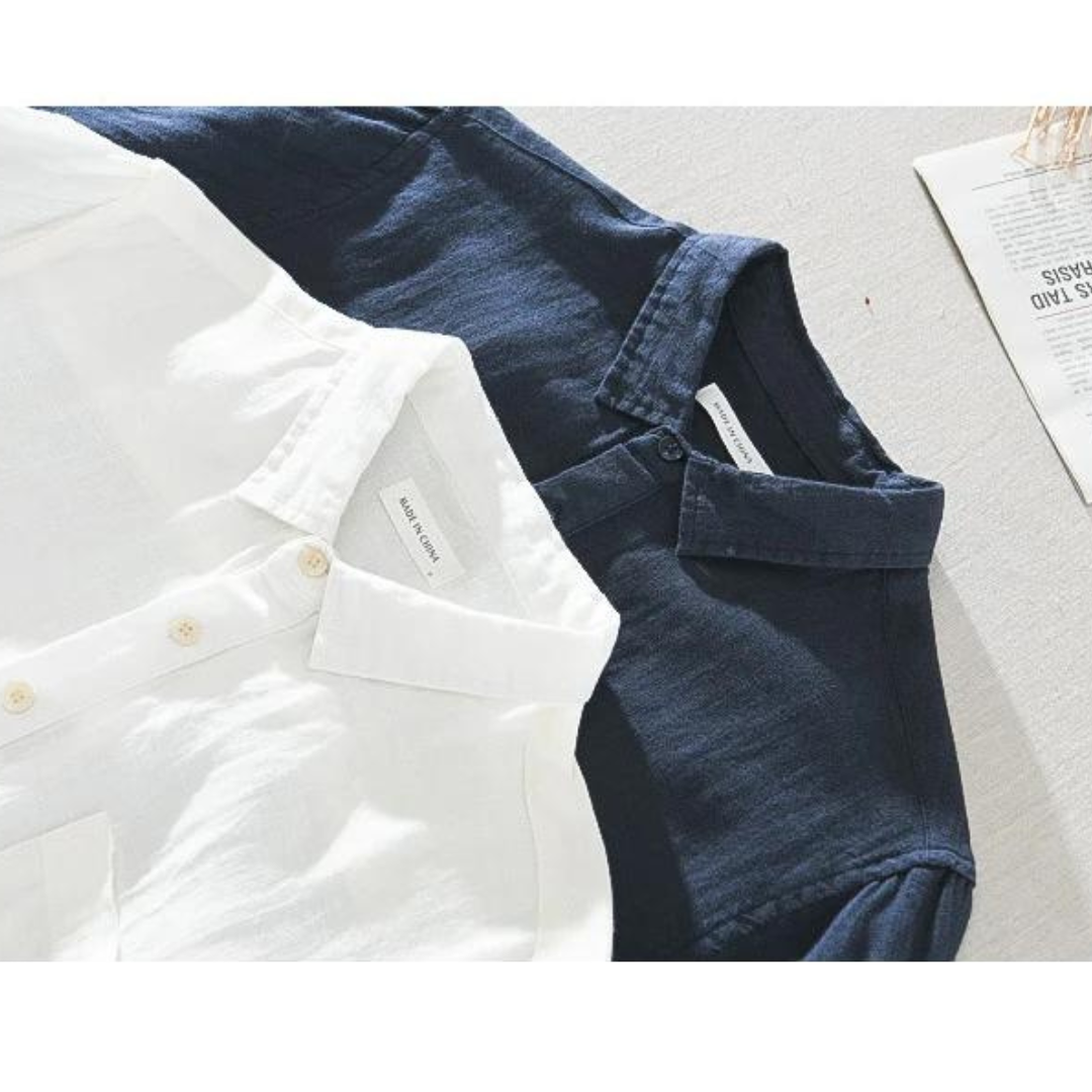 Sorrento Leinen-Popover - Atmungsaktiv & leicht - Luxuriöses Slim Fit Hemd