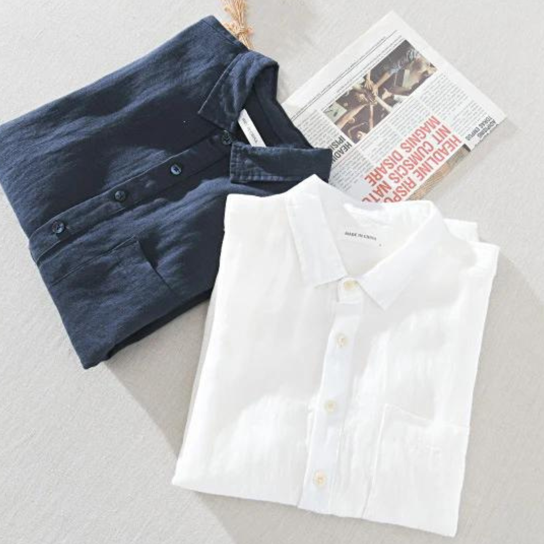 Sorrento Leinen-Popover - Atmungsaktiv & leicht - Luxuriöses Slim Fit Hemd