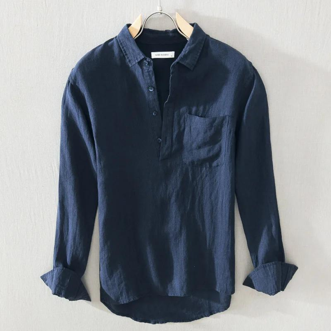 Sorrento Leinen-Popover - Atmungsaktiv & leicht - Luxuriöses Slim Fit Hemd