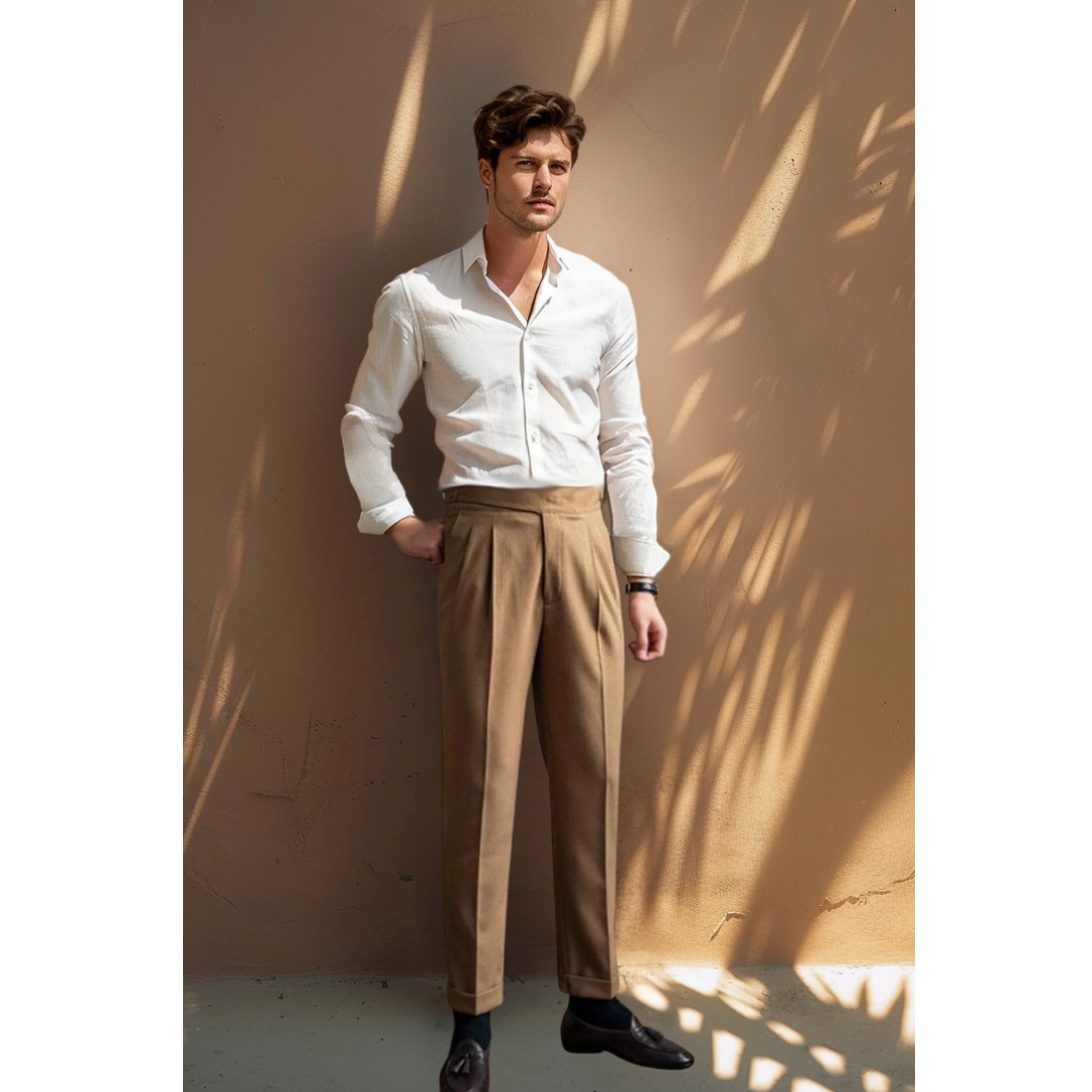 Pantalon plissé Meraner | Coupe droite confortable et à la mode