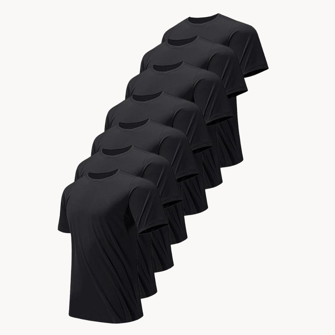 Lot de 7 T-shirts à manches courtes noirs actifs | Confort, protection et style
