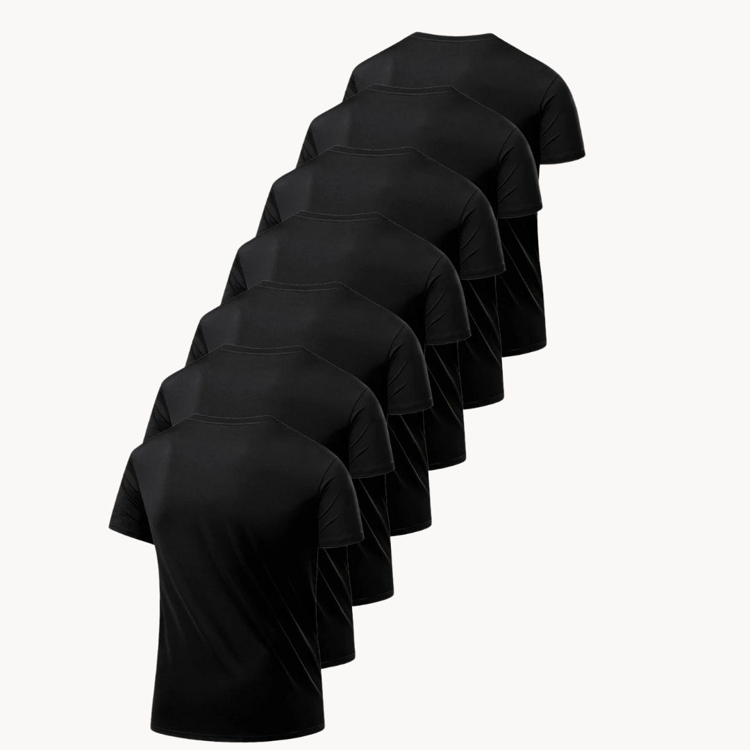 Lot de 7 T-shirts à manches courtes noirs actifs | Confort, protection et style