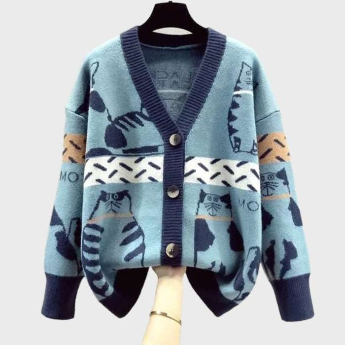 Cardigan med kattemotiv - Beth