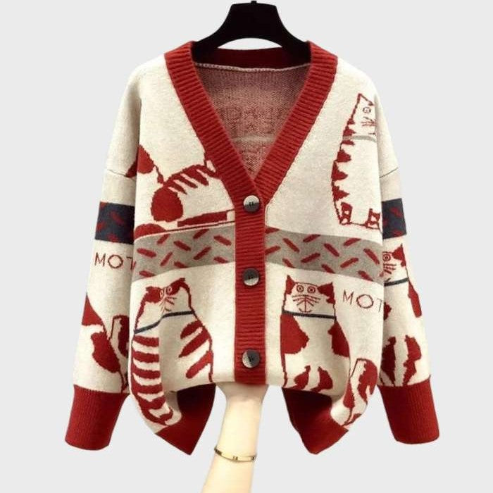 Cardigan med kattemotiv - Beth