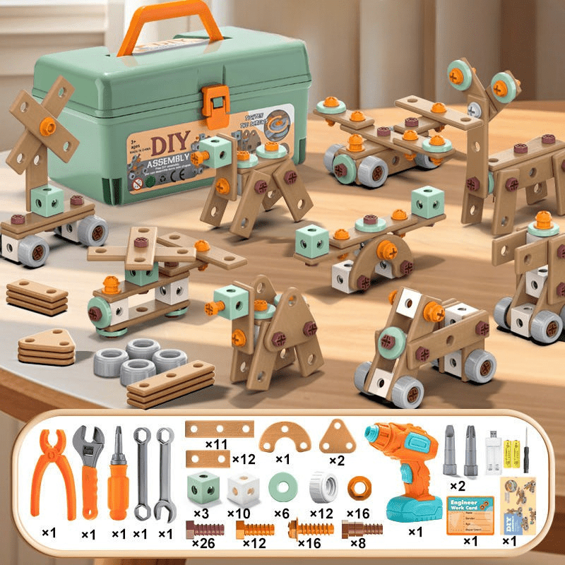 BUILDMASTER – 100-teiliges Werkzeugset für kreative Kinder ab 3 Jahren 6