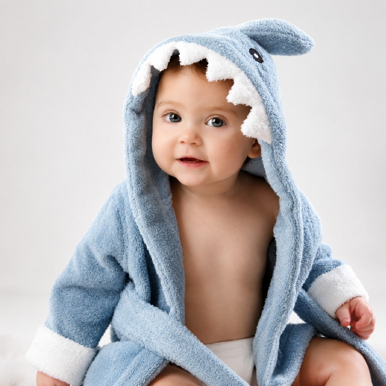 Babybadhanddoek met capuchon — Zachte badponcho met dierenprint voor baby's en peuters 0