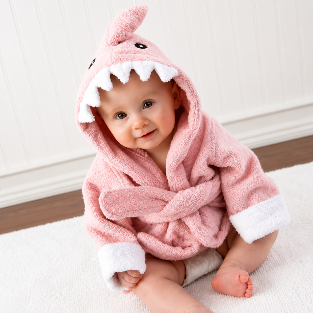 Babybadhanddoek met capuchon — Zachte badponcho met dierenprint voor baby's en peuters 1