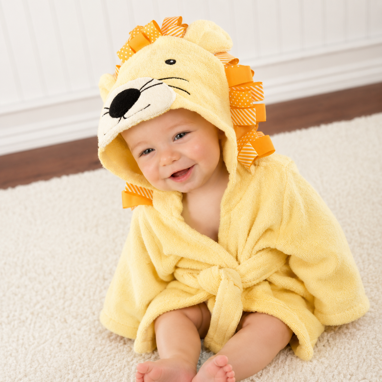 Babybadhanddoek met capuchon — Zachte badponcho met dierenprint voor baby's en peuters 10