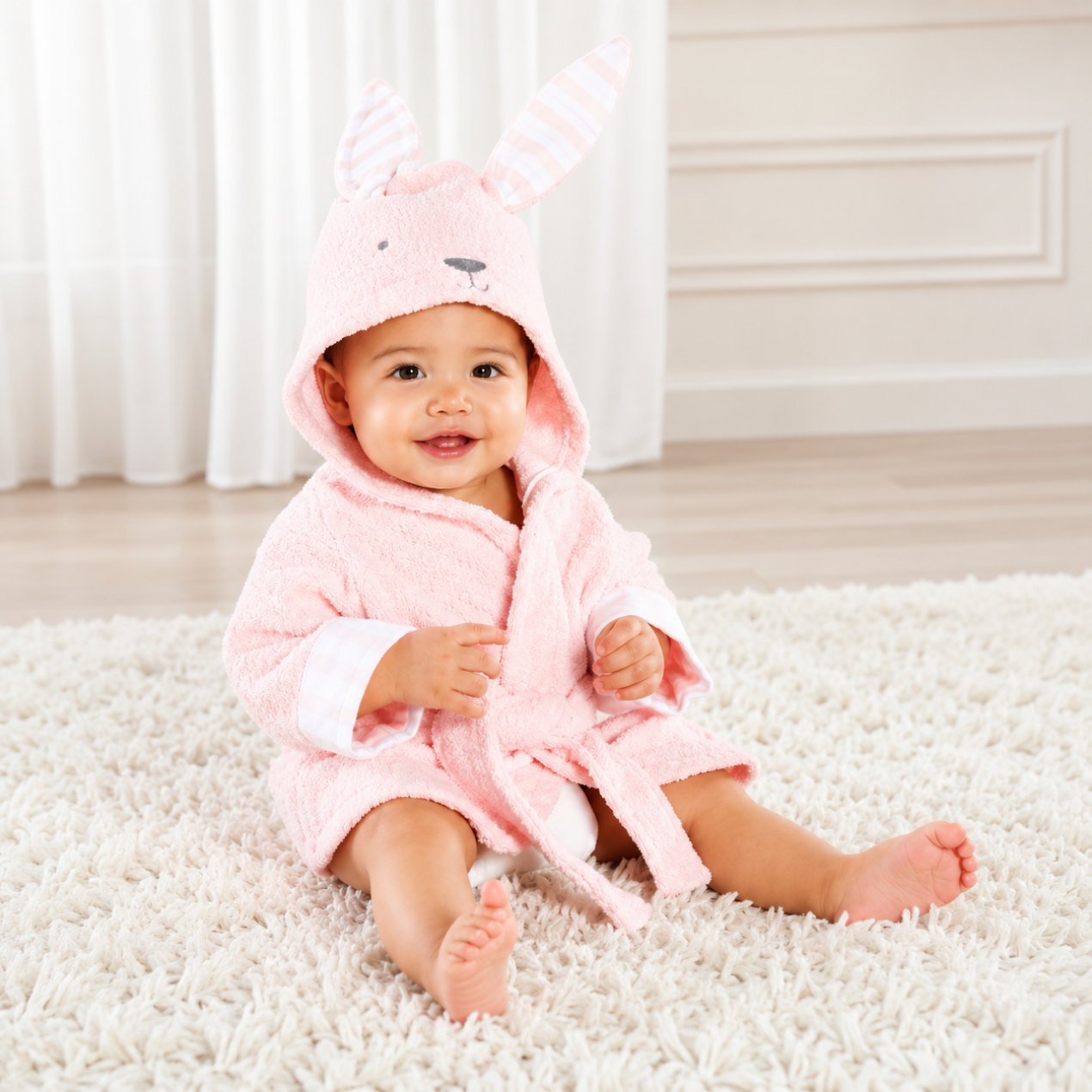 Babybadhanddoek met capuchon — Zachte badponcho met dierenprint voor baby's en peuters 2