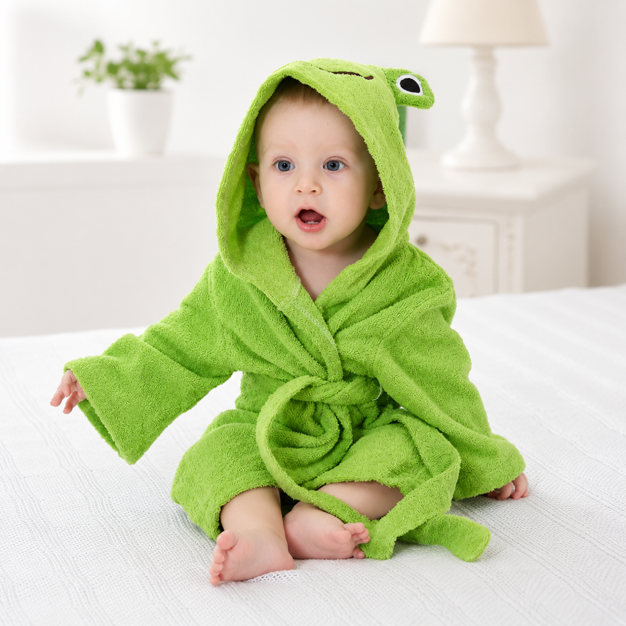 Babybadhanddoek met capuchon — Zachte badponcho met dierenprint voor baby's en peuters 3