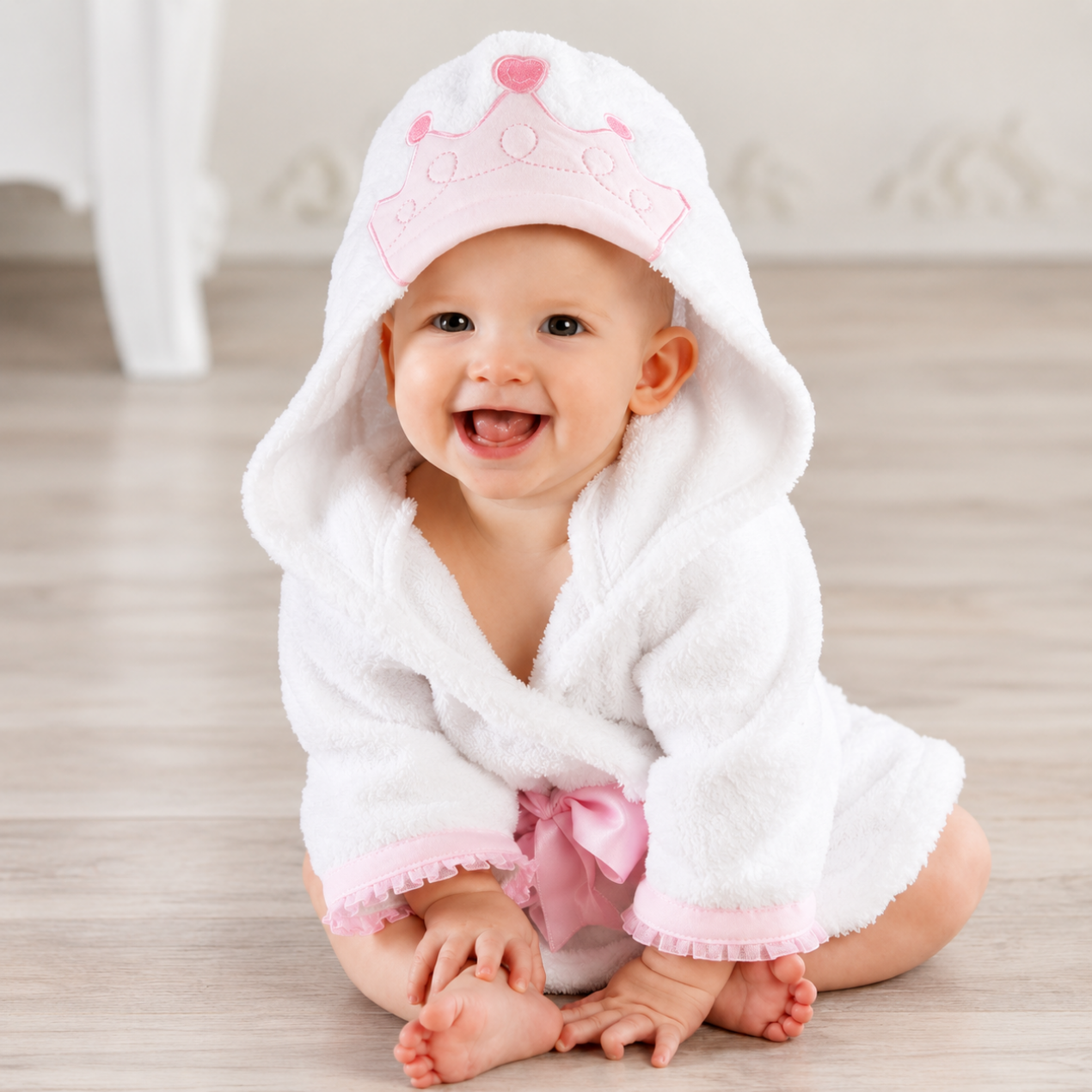 Babybadhanddoek met capuchon — Zachte badponcho met dierenprint voor baby's en peuters 4