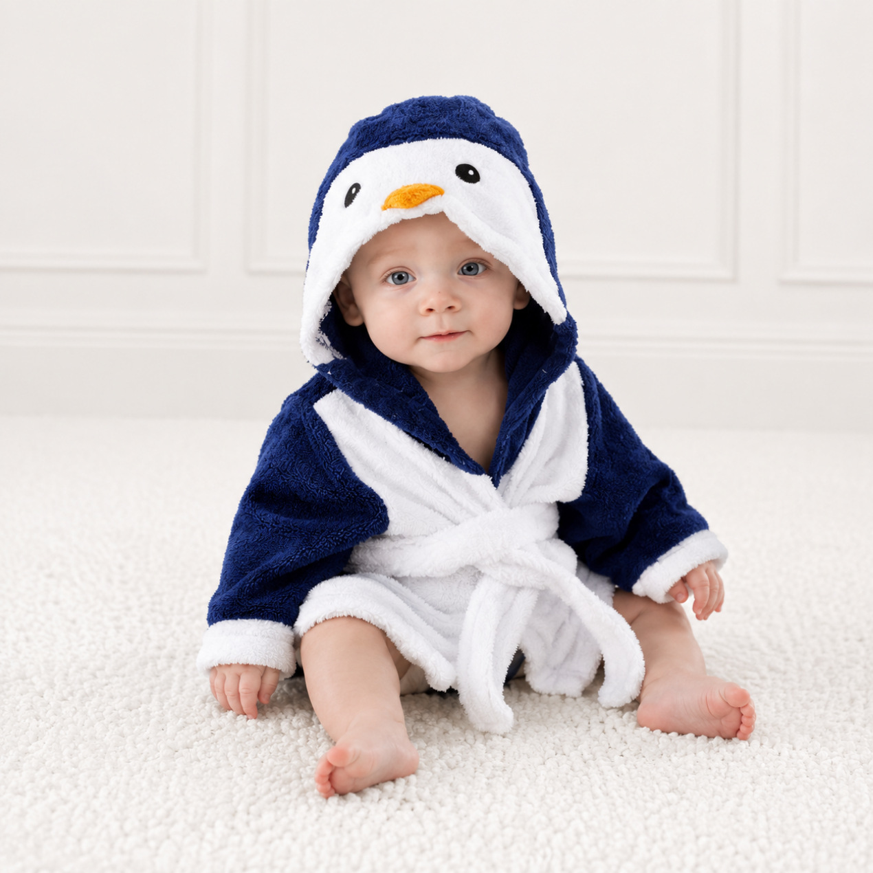 Babybadhanddoek met capuchon — Zachte badponcho met dierenprint voor baby's en peuters 6