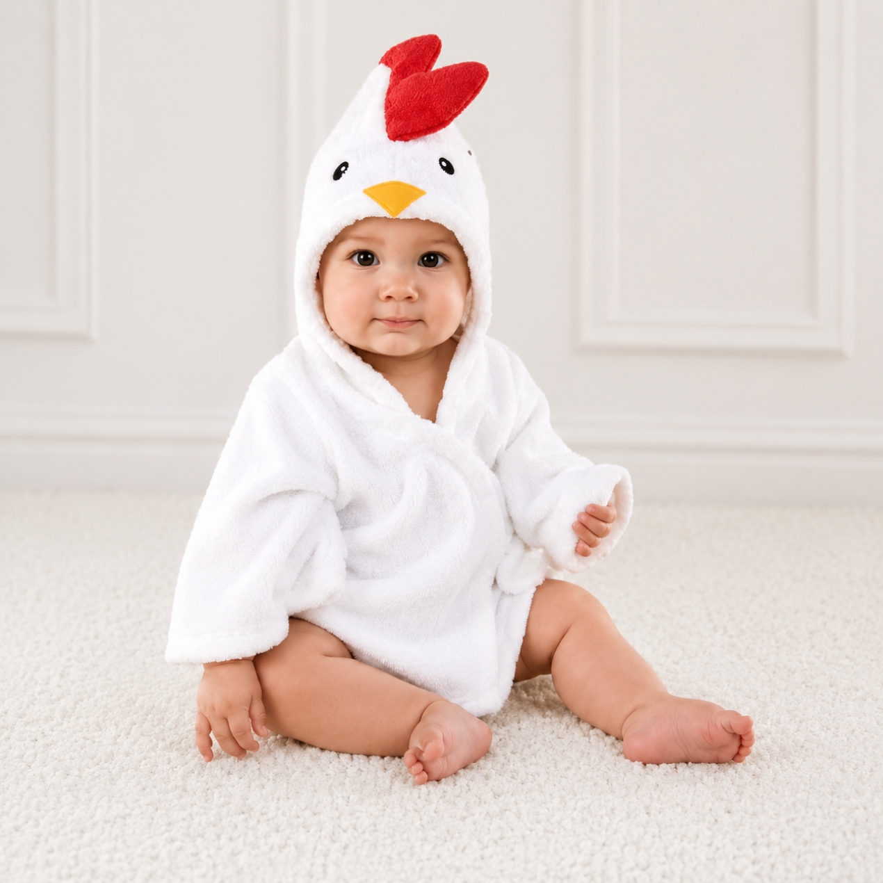 Babybadhanddoek met capuchon — Zachte badponcho met dierenprint voor baby's en peuters 7