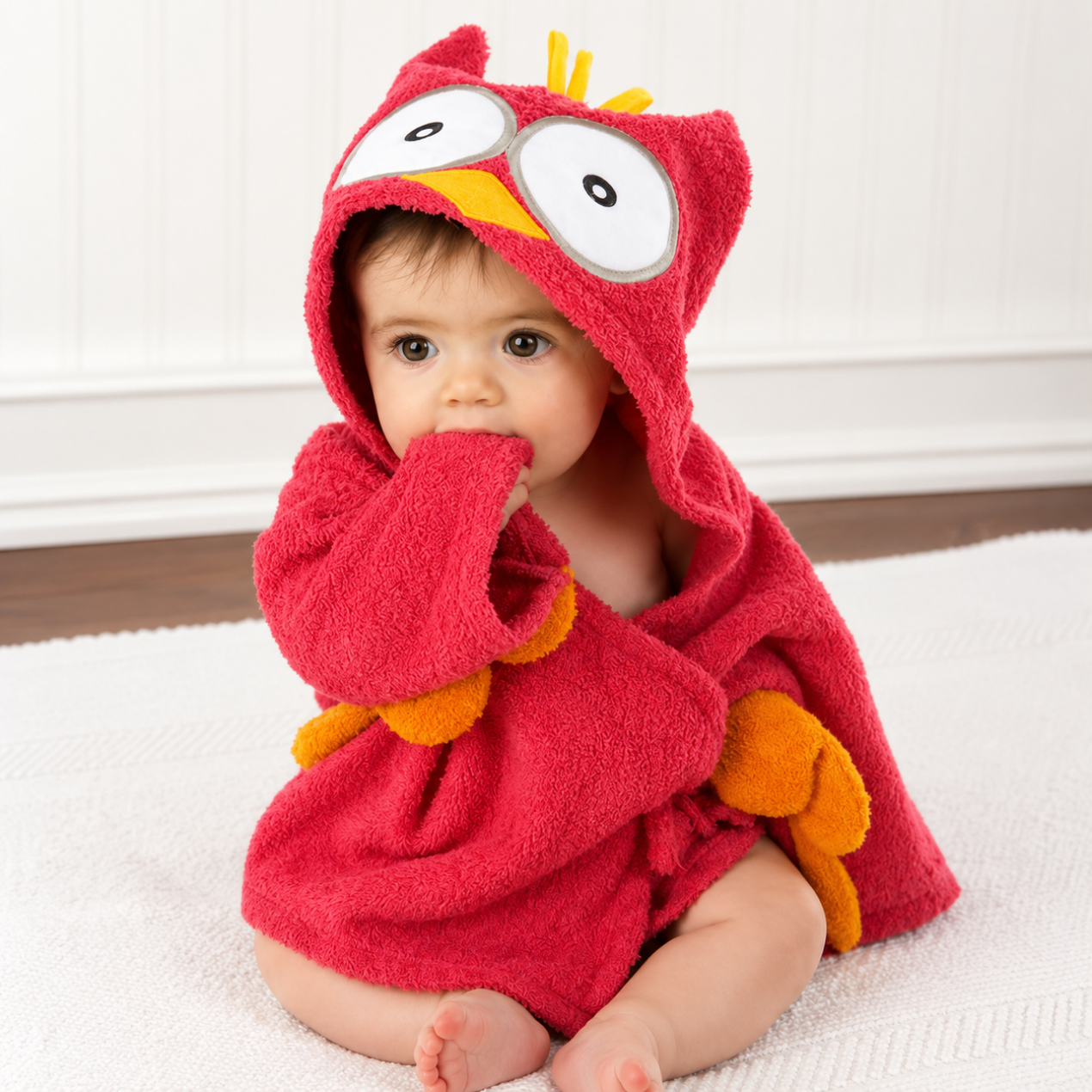 Babybadhanddoek met capuchon — Zachte badponcho met dierenprint voor baby's en peuters 8