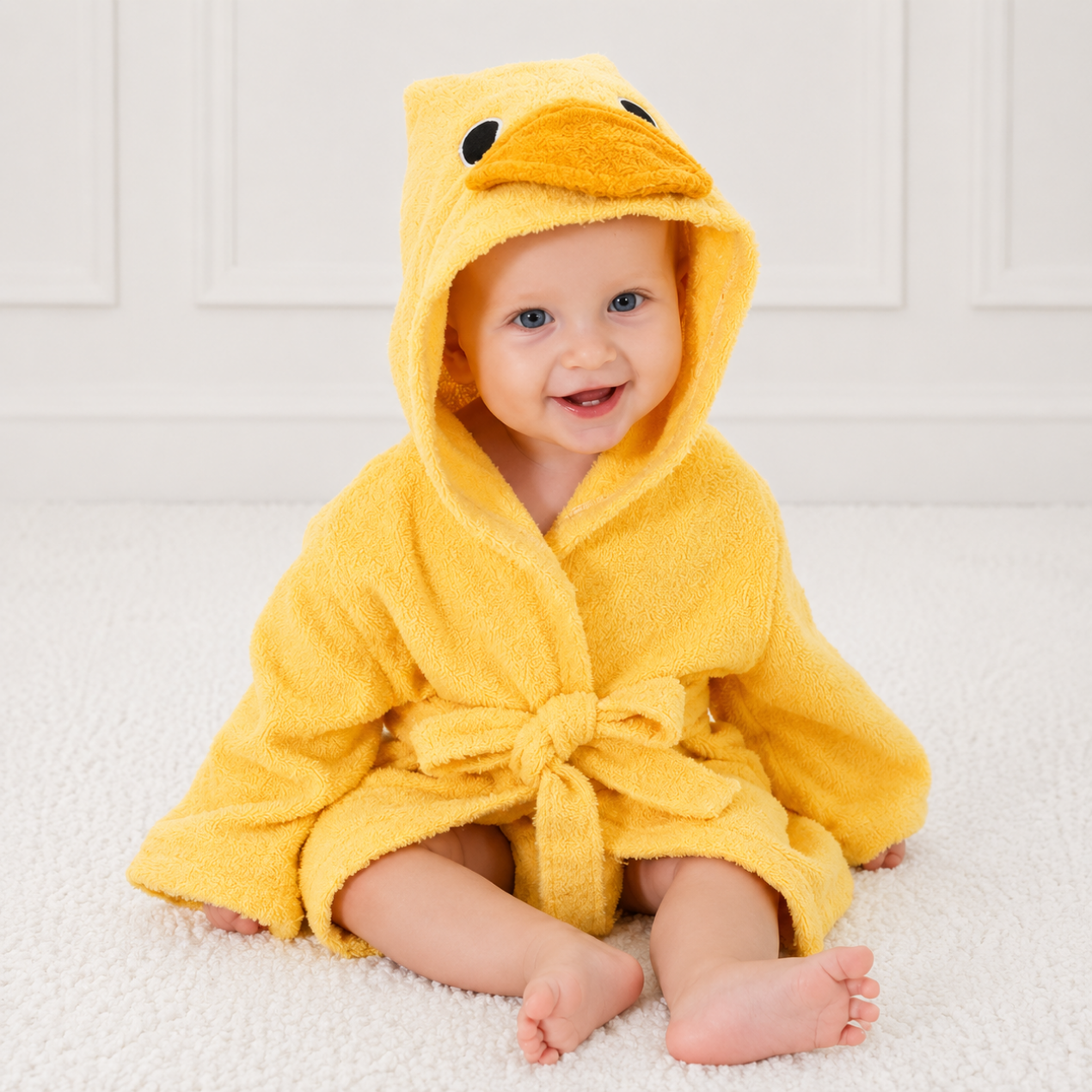 Babybadhanddoek met capuchon — Zachte badponcho met dierenprint voor baby's en peuters 9