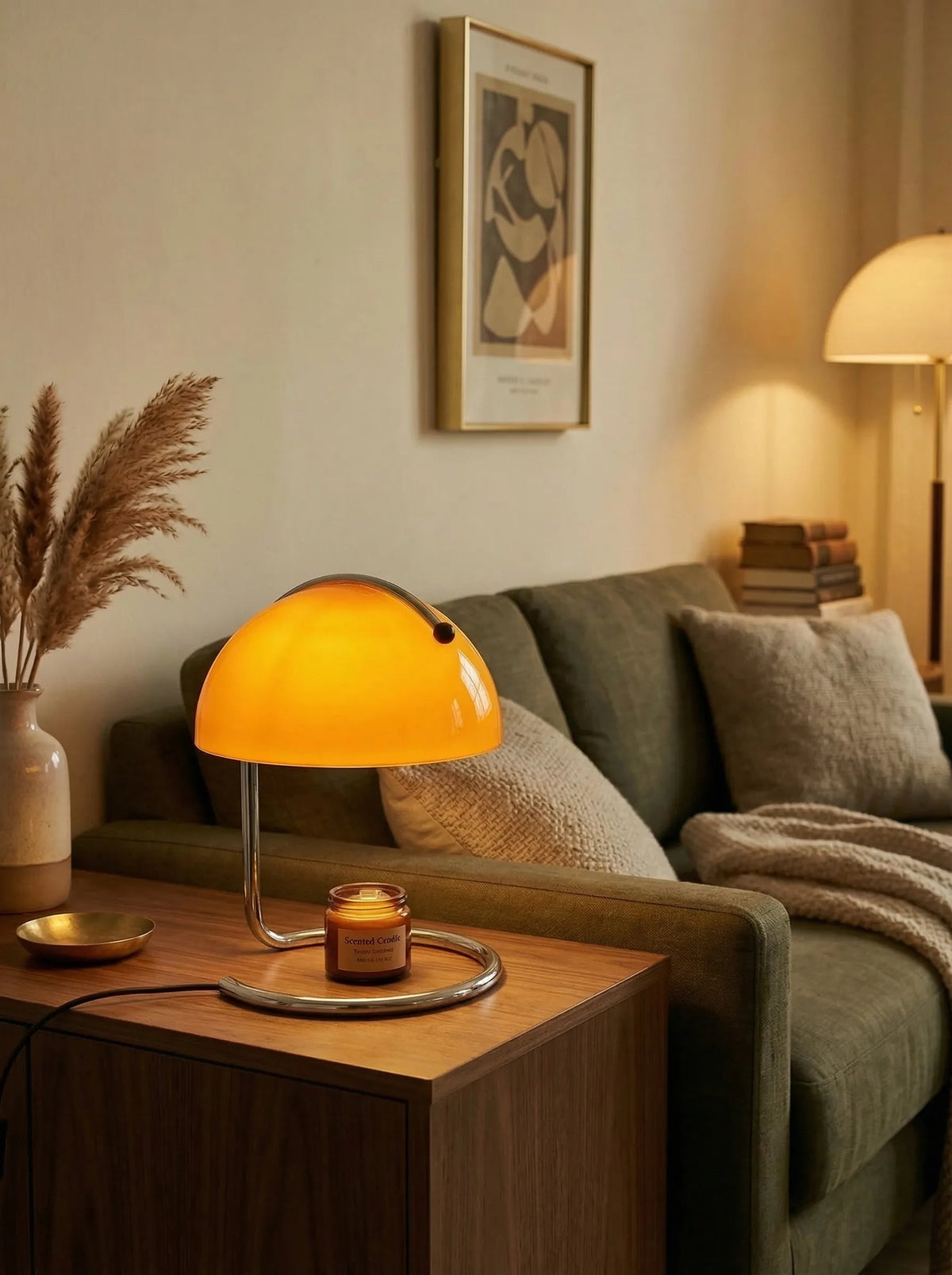 Bauhaus Style Candle Warmer Table Lamp in White, Amber, or Orange for Bedside & Living Room 1