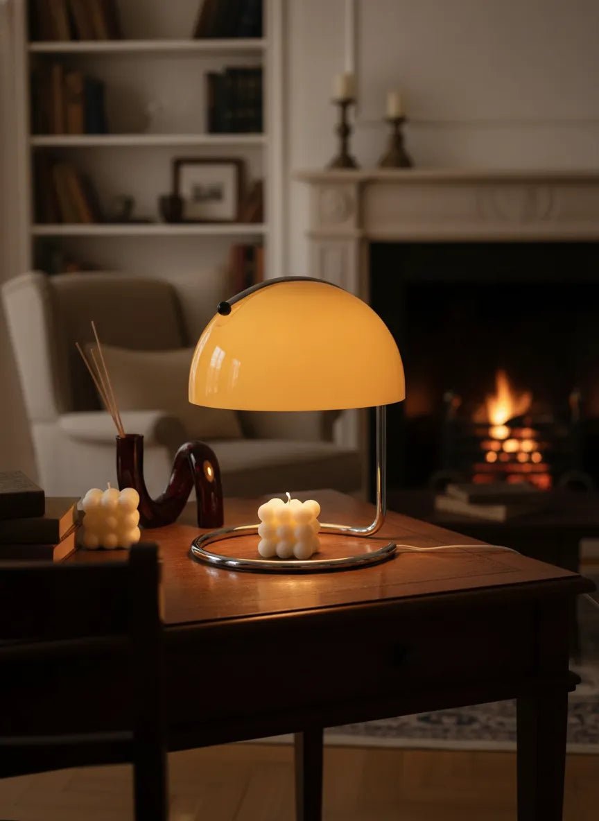 Bauhaus Style Candle Warmer Table Lamp in White, Amber, or Orange for Bedside & Living Room 2