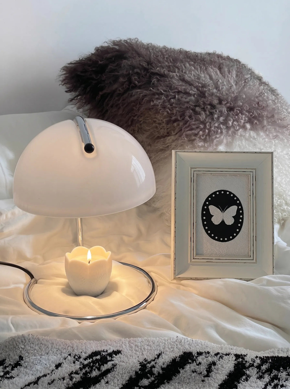 Bauhaus Style Candle Warmer Table Lamp in White, Amber, or Orange for Bedside & Living Room 3