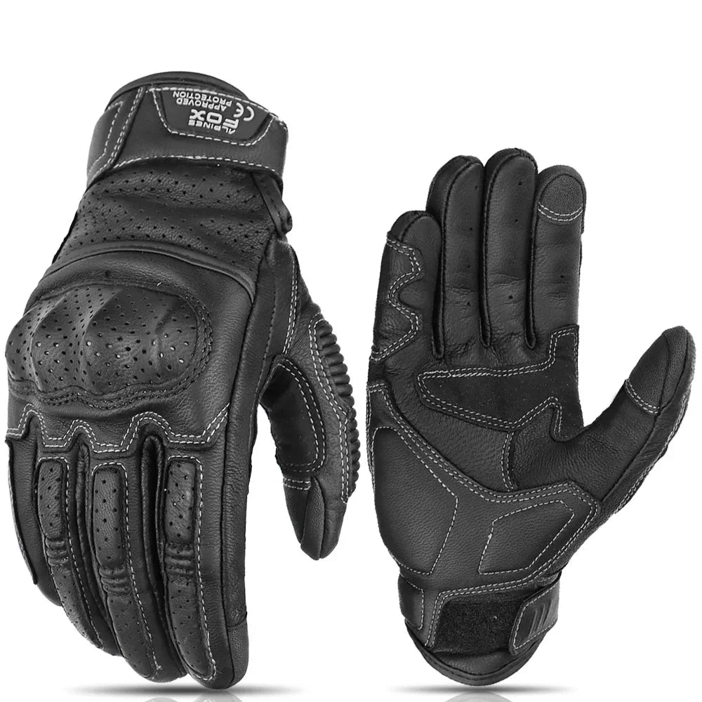 Bruine Vintage Leren Motorhandschoenen Heren met Touchscreen en Knokkelbescherming 6