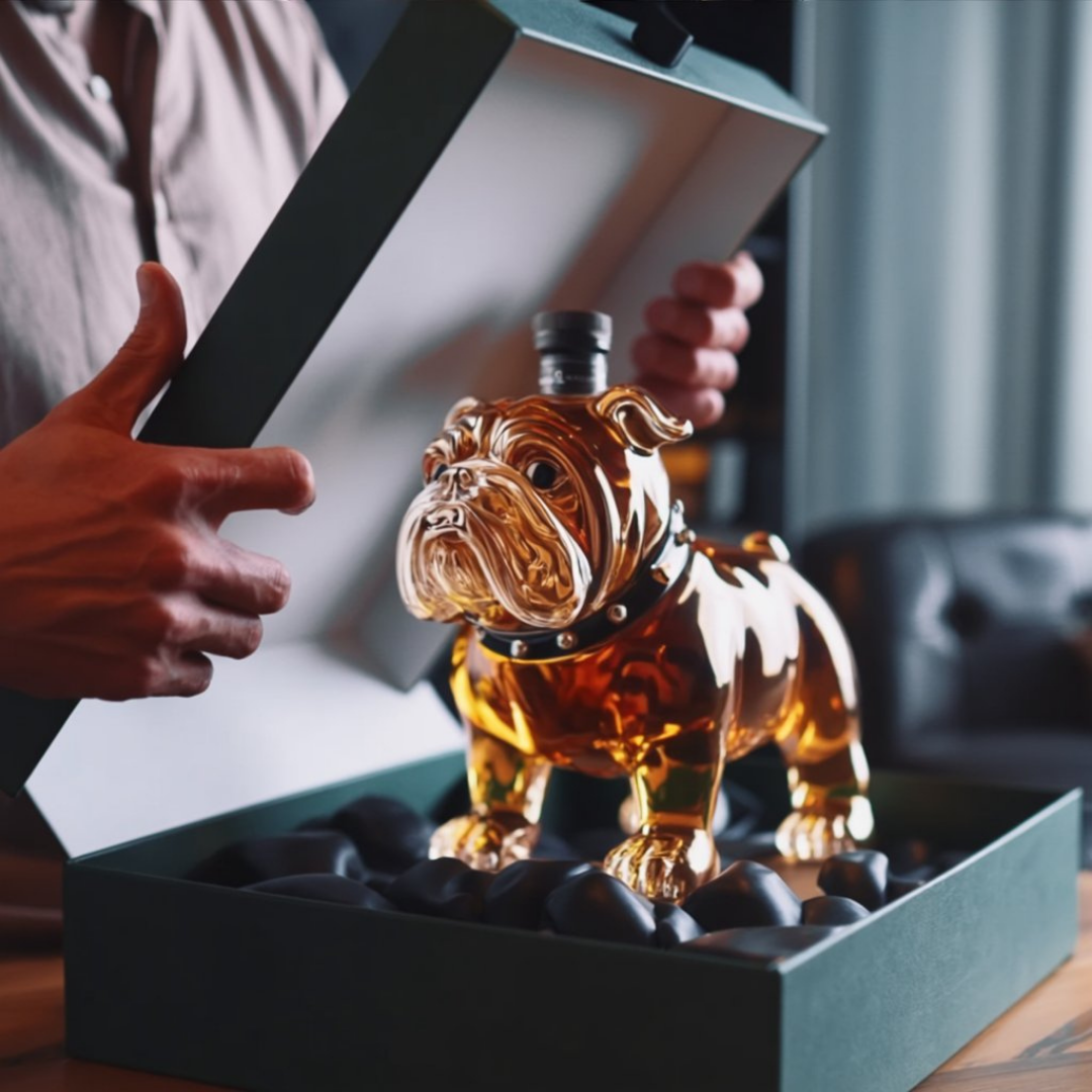Bulldog Whisky Bottle – Unique 350ml Glass Sculpture for Bar Decor 3