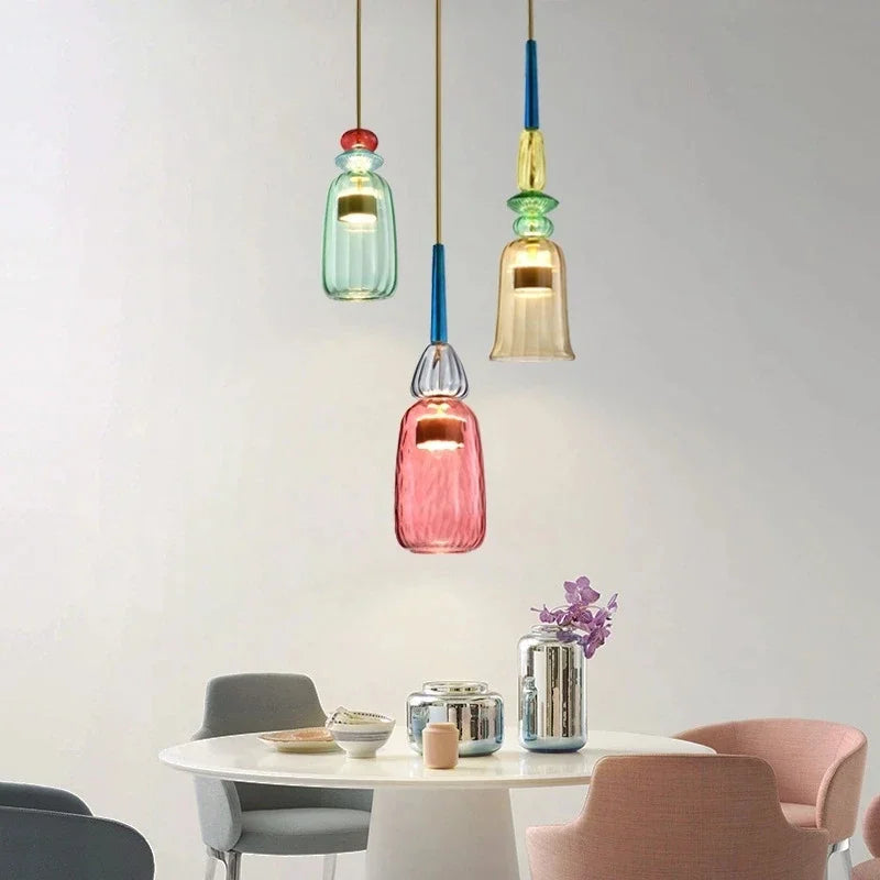 Bunte Pendelleuchte mit Verstellbarem Glasschirm für Esszimmer und Wohnzimmer 2