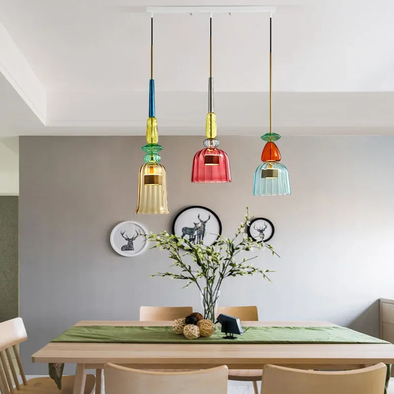 Bunte Pendelleuchte mit Verstellbarem Glasschirm für Esszimmer und Wohnzimmer 3