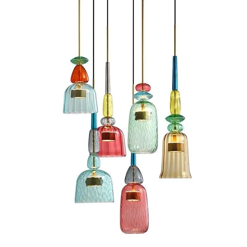 Bunte Pendelleuchte mit Verstellbarem Glasschirm für Esszimmer und Wohnzimmer 4