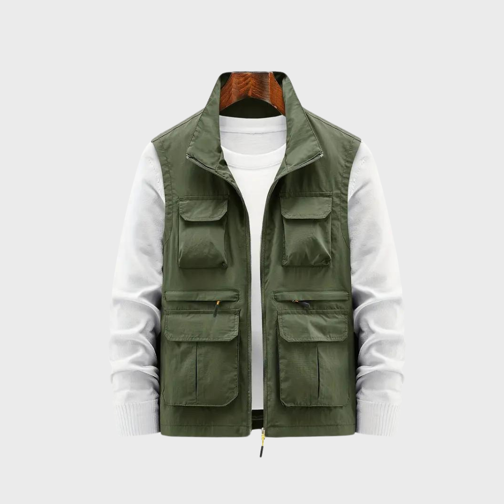Gilet da uomo con più tasche con cerniera lampo