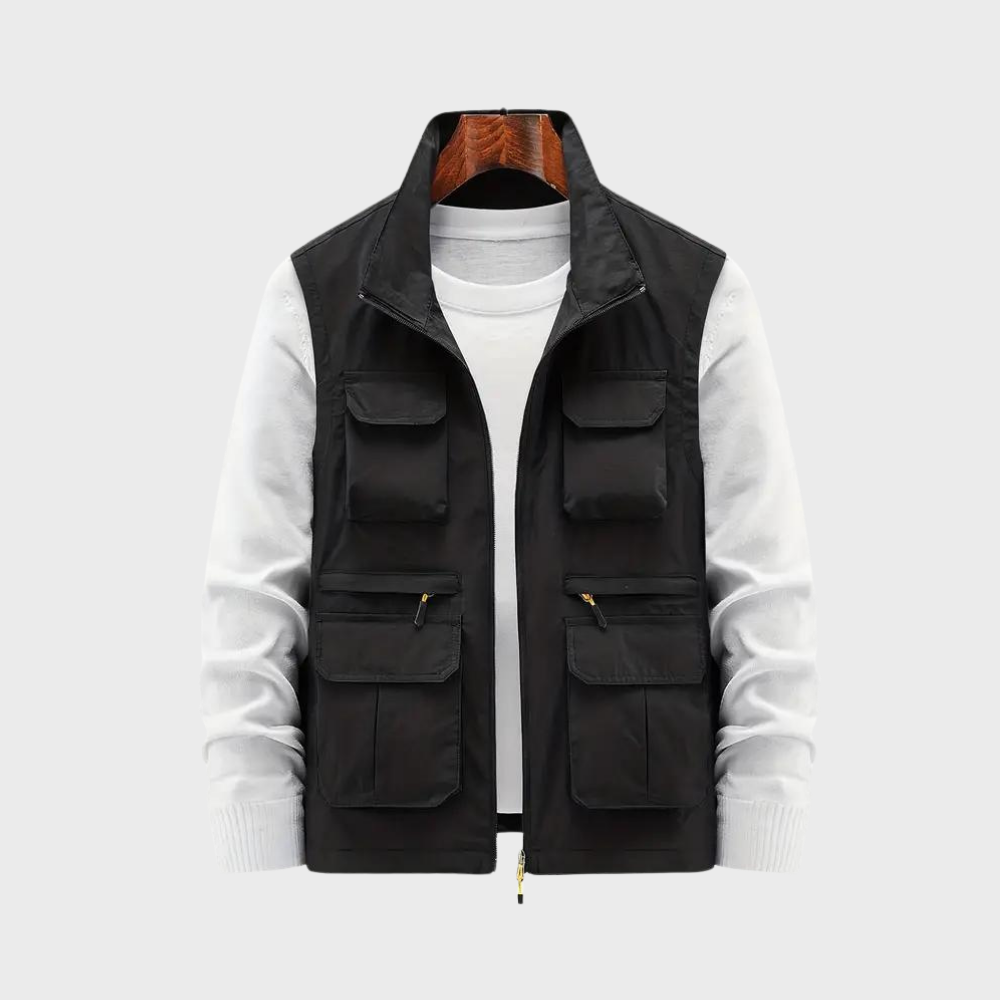 Gilet da uomo con più tasche con cerniera lampo