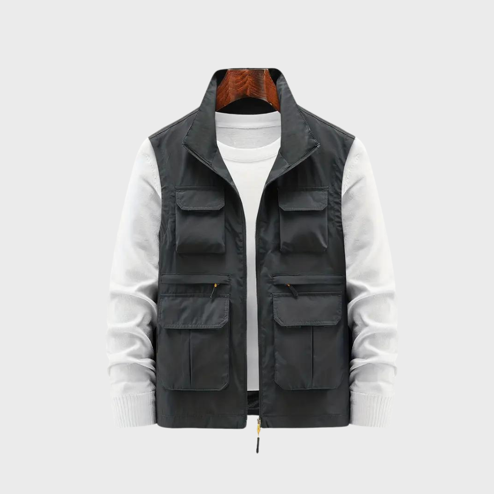 Gilet da uomo con più tasche con cerniera lampo