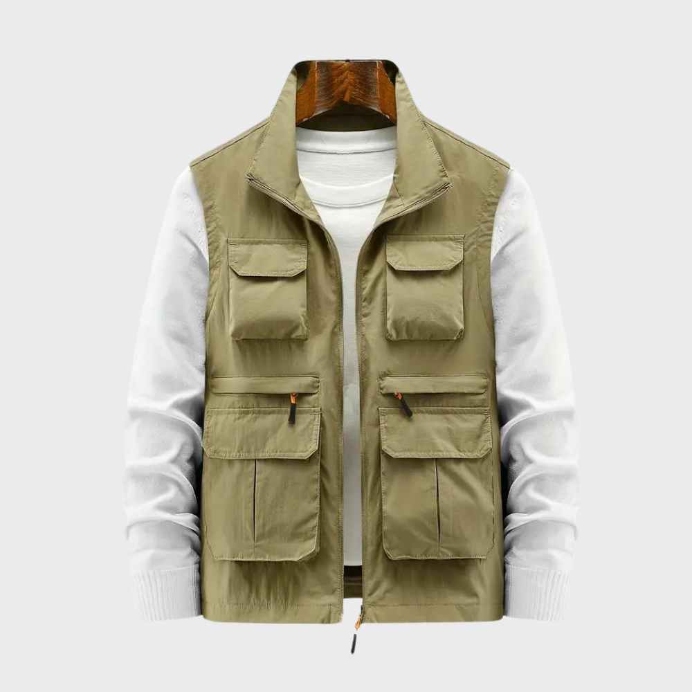 Gilet da uomo con più tasche con cerniera lampo