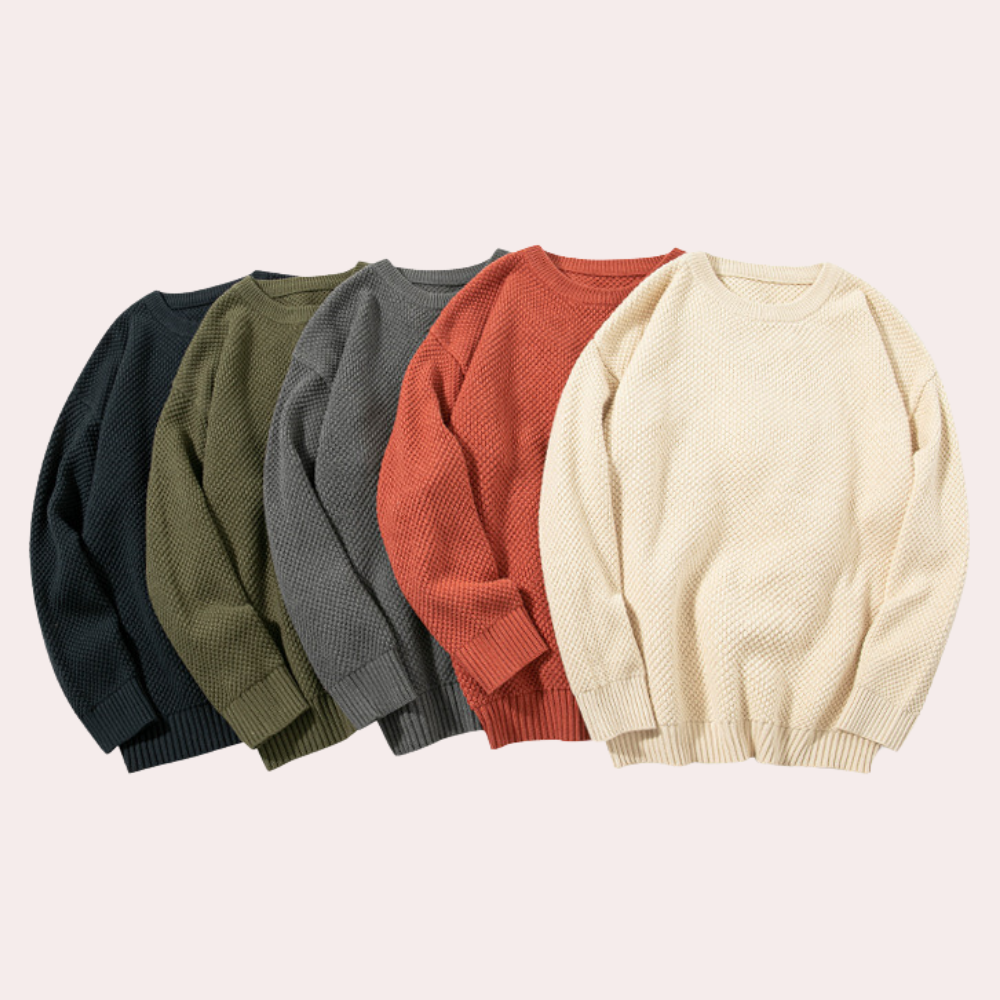 Lässiger Herrenpullover mit Rundhalsausschnitt