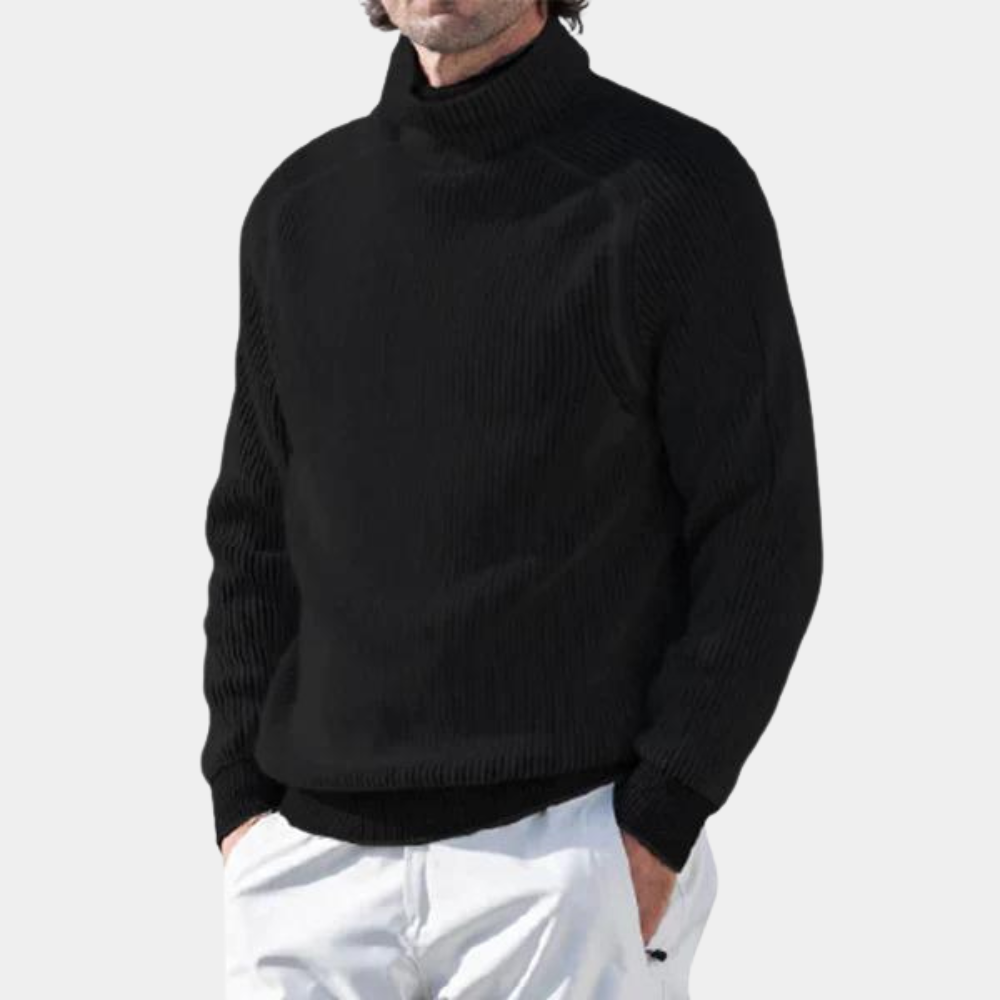 Pull à col roulé doux pour homme | Pull élégant avec patte de boutonnage